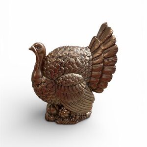 Large 11" Bronze-Finished Turkey Figurine - Thanksgiving Harvest Decor